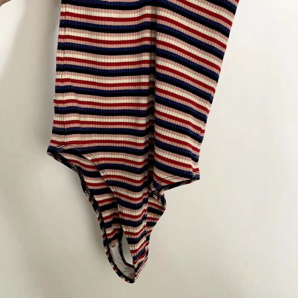 Reformation Bodysuit Red Blue White Stripe Top Womens Small - Picture 3 of 11